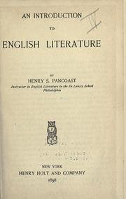 Cover of: An introduction to English literature by Pancoast, Henry Spackman, Pancoast, Henry Spackman