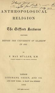 Cover of: Anthropological religion. by F. Max Müller