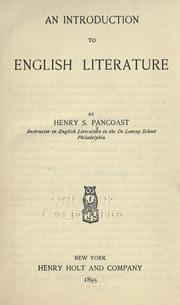 Cover of: An introduction to English literature by Pancoast, Henry Spackman, Pancoast, Henry Spackman