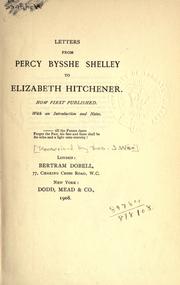 Cover of: Letters from Percy Bysshe Shelley to Elizabeth Hitchener. by Percy Bysshe Shelley