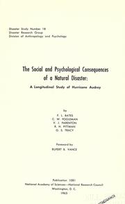 Cover of: The social and psychological consequences of a natural disaster