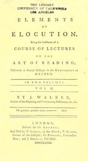 Cover of: Elements of elocution. by Walker, John