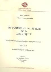 Cover of: Les Formes et les Styles de la Musique, 2 vol.: Notes et documents