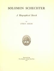 Cover of: Solomon Schechter: a biographical sketch
