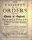 Cover of: The validity of the Orders of the Church of England