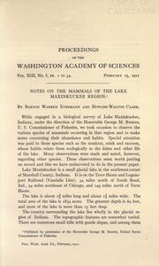 Cover of: Notes on the mammals of the Lake Maxinkuckee region