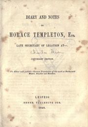 Cover of: Diary and notes of Horace Templeton, esq., late secretary of legation at. by Charles James Lever