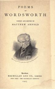Cover of: Poems, chosen and edited by Matthew Arnold
