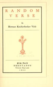 Cover of: Random verse by Herman Knickerbocker Vielé