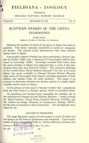 Egyptian snakes of the genus Psammophis by Hymen Marx