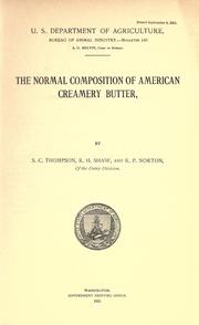 Cover of: The normal composition of American creamery butter