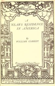 Cover of: A year's residence in America by William Cobbett