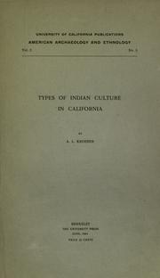 Cover of: Types of Indian culture in California by A. L. Kroeber