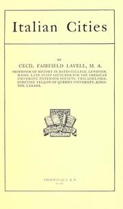 Italian cities by Lavell, Cecil Fairfield