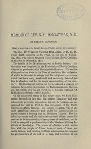 Cover of: Memoir of Rev. S.Y. McMasters, D.D.