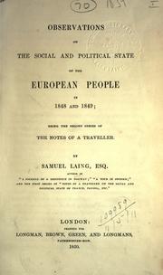 Cover of: Observations of the social and political state of the European people in 1848 and 1849 by Laing, Samuel