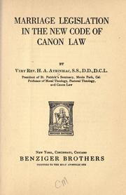 Cover of: Marriage legislation in the new code of canon law