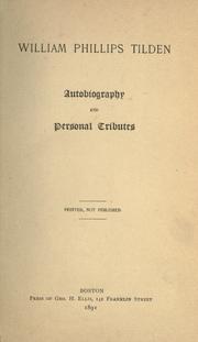 Cover of: William Phillips Tilden by William Phillips Tilden