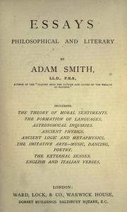 Cover of: Essays philosophical and literary. by Adam Smith