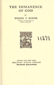 Cover of: The immanence of God by Bowne, Borden Parker, Bowne, Borden Parker