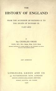 Cover of: The history of England by Charles William Chadwick Oman