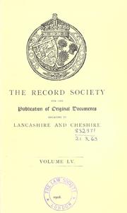 Cover of: [Publications] by Record Society for the Publication of Original Documents relating to Lancashire and Cheshire