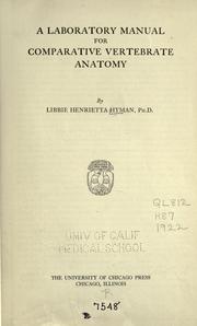 Cover of: A laboratory manual for comparative vertebrate anatomy by Hyman, Libbie Henrietta