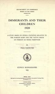 Cover of: Immigrants and their children, 1920. by Niles Carpenter