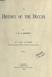 Cover of: history of the Deccan.