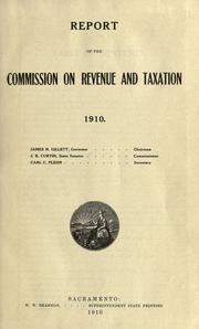 Cover of: Report of the Commission on revenue and taxation.: 1910.