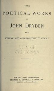 Cover of: The poetical works of John Dryden by John Dryden