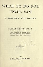 Cover of: What to do for Uncle Sam: a first book of citizenship