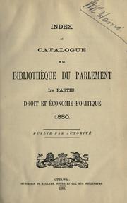 Index to the catalogue of the Library of Parliament