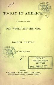 Cover of: To-day in America by Joseph Hatton
