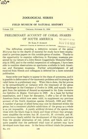 Cover of: Preliminary account of coral snakes of South America by Karl Patterson Schmidt