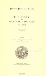 Cover of: The diary of Isaiah Thomas, 1805-1828. by Isaiah Thomas