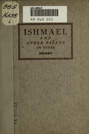Cover of: Ishmael, and other essays in verse