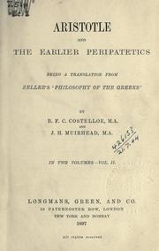 Cover of: Aristotle and the earlier Peripatetics. by Eduard Zeller