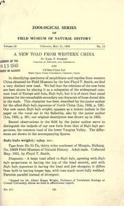Cover of: A new toad from western China