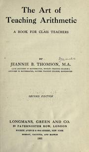 Cover of: The art of teaching arithmetic by Jeannie Barbara Thomson Davies
