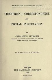 Cover of: Commercial correspondence and postal information by Carl Lewis Altmaier