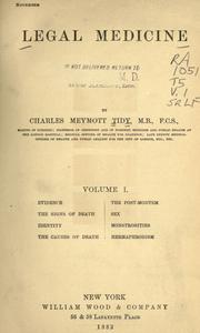 Cover of: Legal medicine by Charles Meymott Tidy, Charles Meymott Tidy