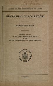 Cover of: Descriptions of occupations: Street railways.