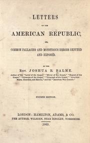 Cover of: Letters on the American republic by Joshua R. Balme