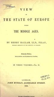 Cover of: View of the State of Europe During the Middle Ages | Henry Hallam