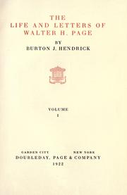 Cover of: The life and letters of Walter H. Page by Burton Jesse Hendrick