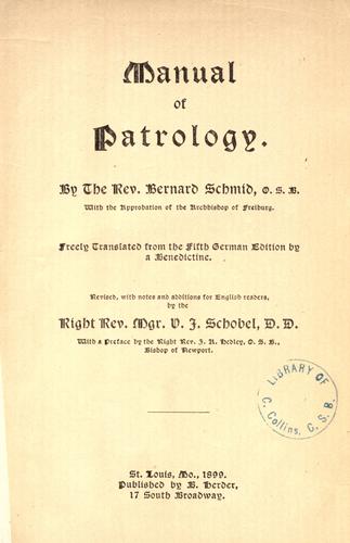 Manual of patrology by Bernard Schmid