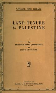 Cover of: Land tenure in Palestine by Franz Oppenheimer
