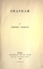 Cover of: Chatham by Frederic Harrison