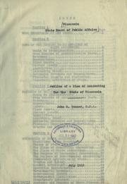 Cover of: Outline of a plan of accounting for the state of Wisconsin.